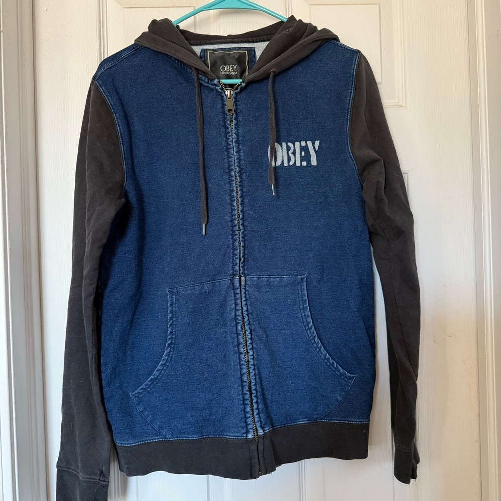 Obey Blue and Black Hoodie
